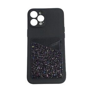Black Phone Case Sequin Card Holder iPhone 12 Pro Max Apple